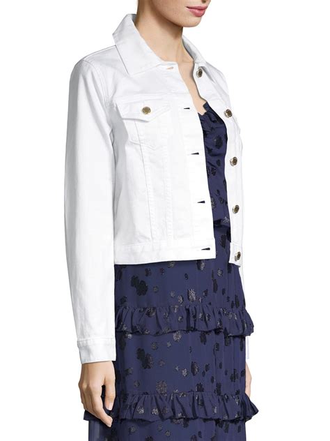 michael kors white pieces|Michael Kors white denim jacket.